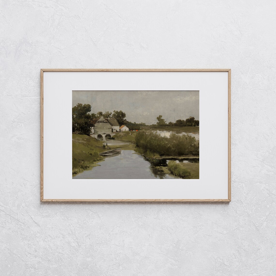 River House Vintage Rural Landscape Painting Art Print - Image 2