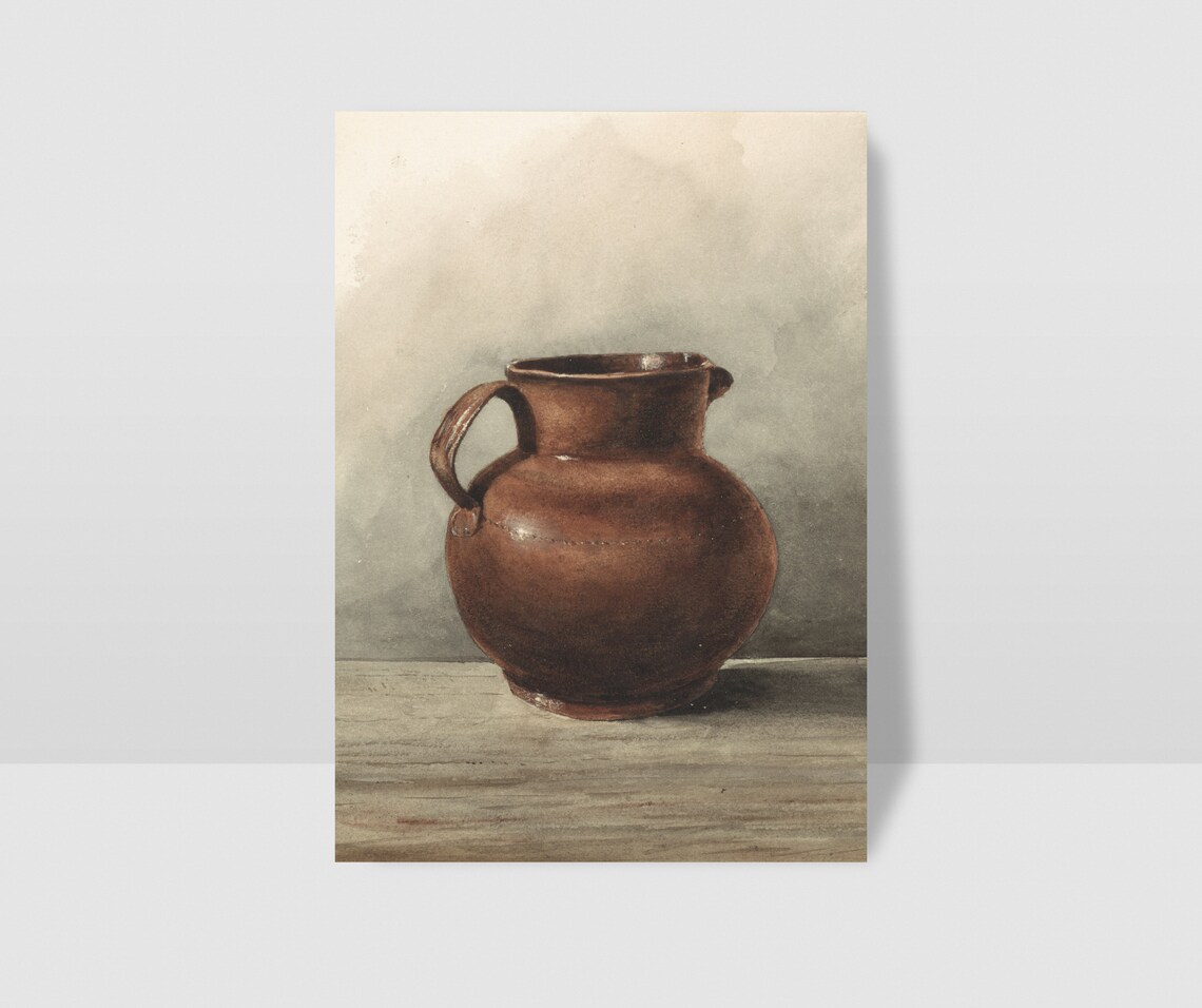 Jug Still Life Vintage Farmhouse Kitchen Art Print - Image 3