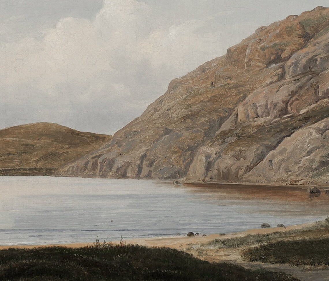 Hammers Vintage Danish Landscape Painting, Lake and Mountains - Image 2