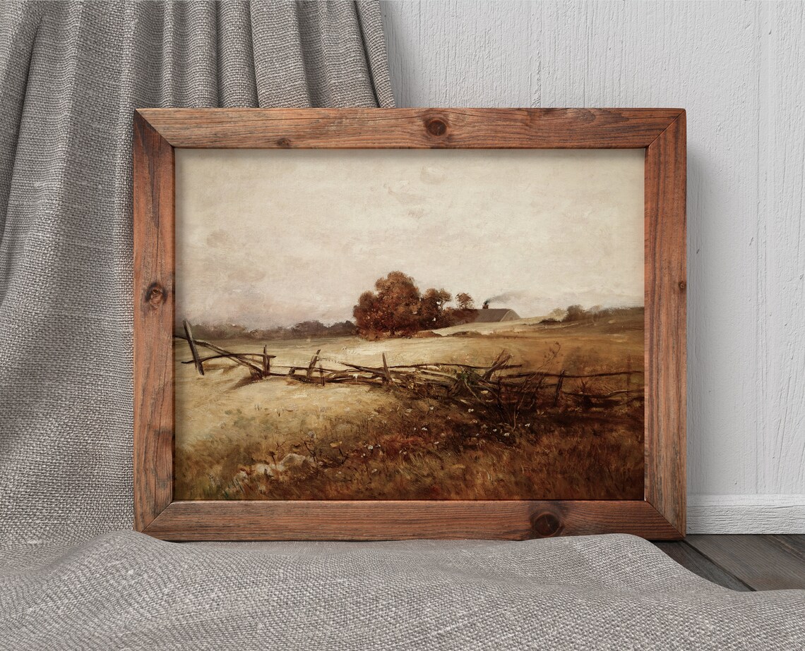 Autumn Fields Vintage Fall Oil Painting Print - Image 3