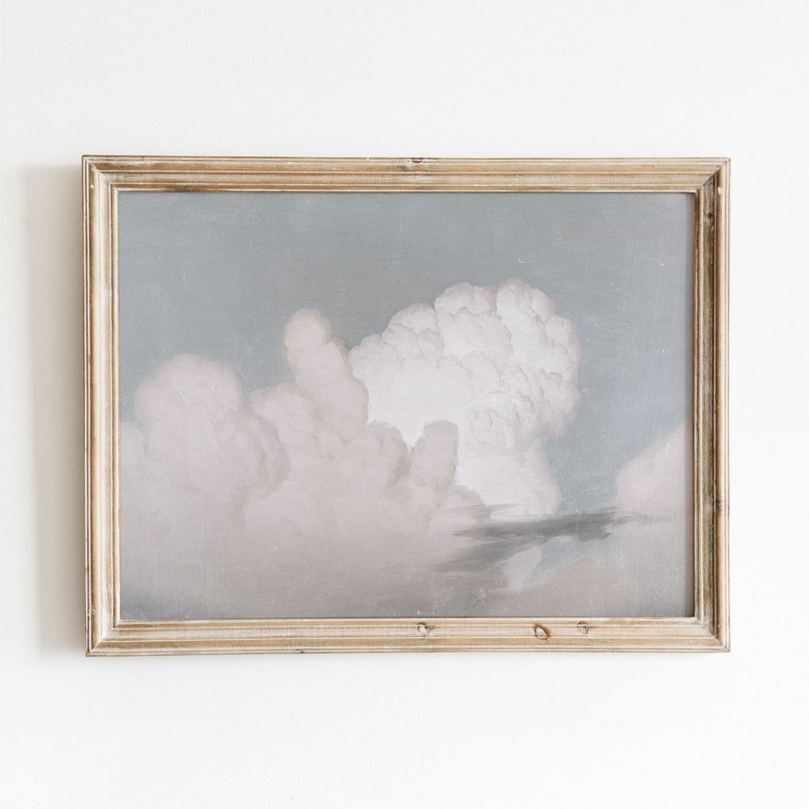 Blue Sky Study Vintage Cloud Painting Subtle Blue Artwork Nursery Decor 742