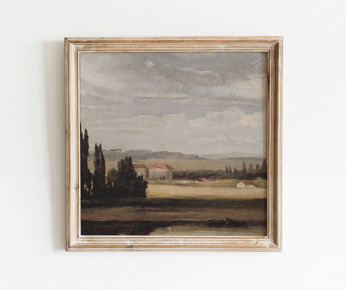 Country Estate Vintage European Landscape Art Print