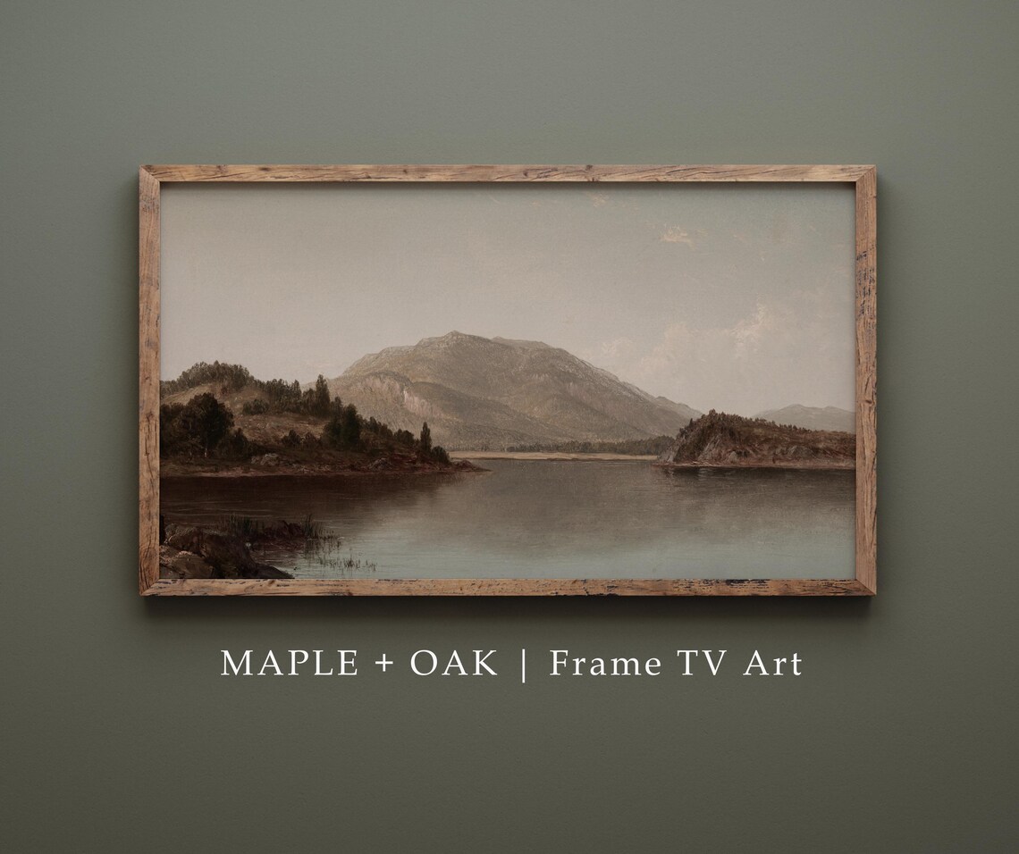 Vintage Bear Mountain Lake Landscape Art Print