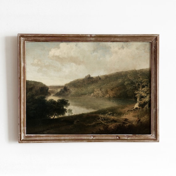 Antique Lake View Vintage Landscape Art Print