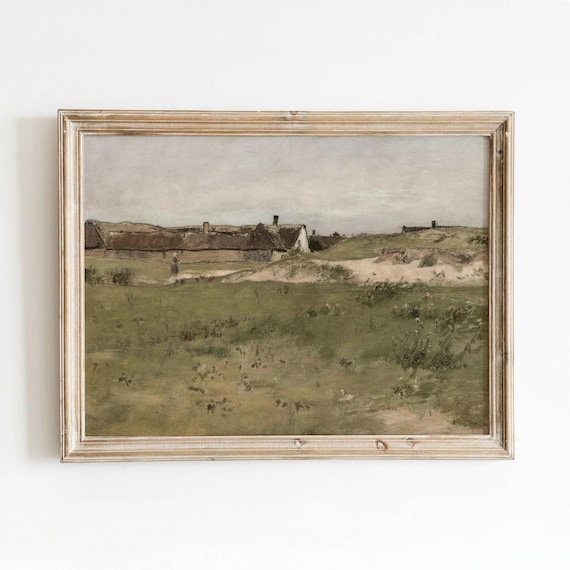 French Farm Vintage Minimal Landscape Art Print