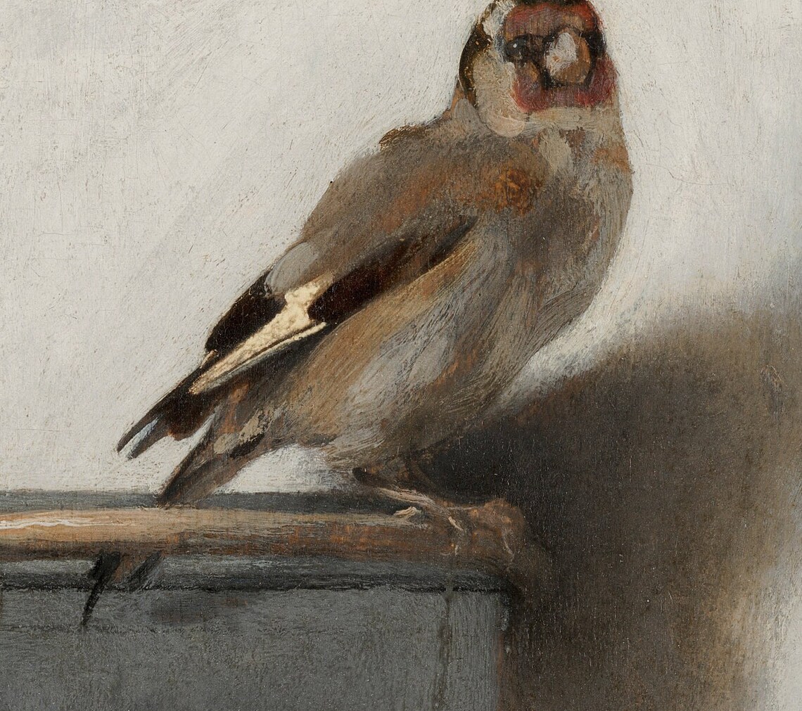 Goldfinch Vintage Bird Painting, Neutral Bird Art Print - Image 2