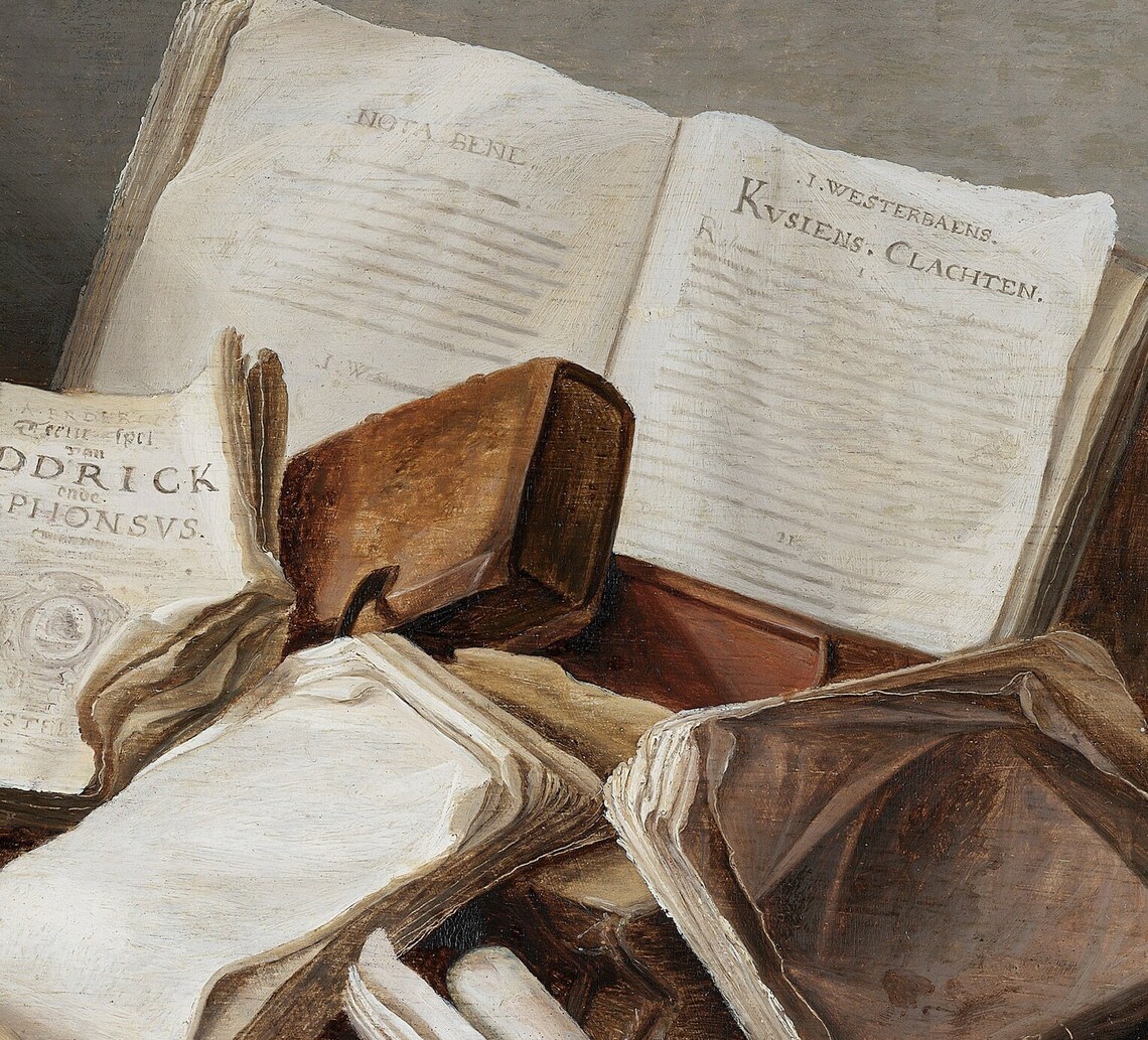 Still Life of Books Vintage Academic Art Print - Image 3