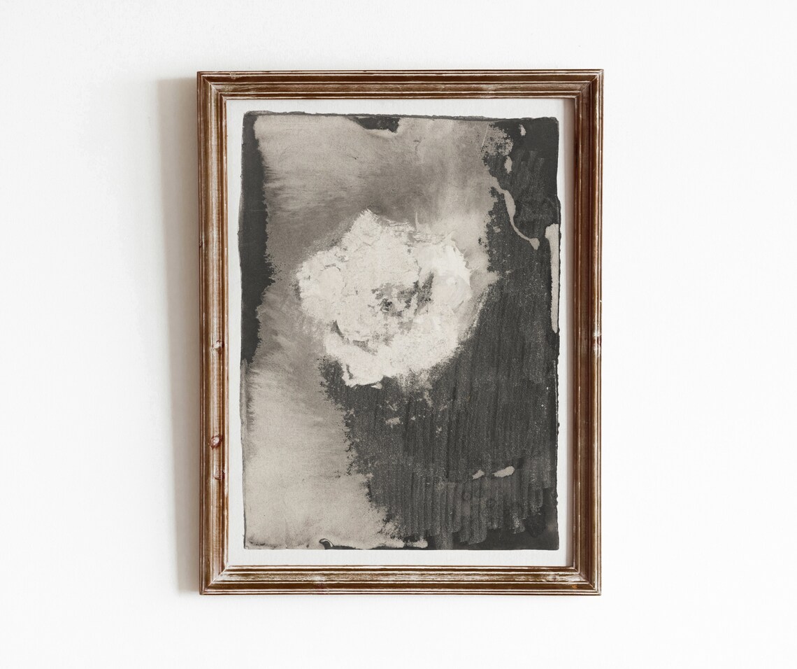 Flower Abstract Vintage Black And White Art Print
