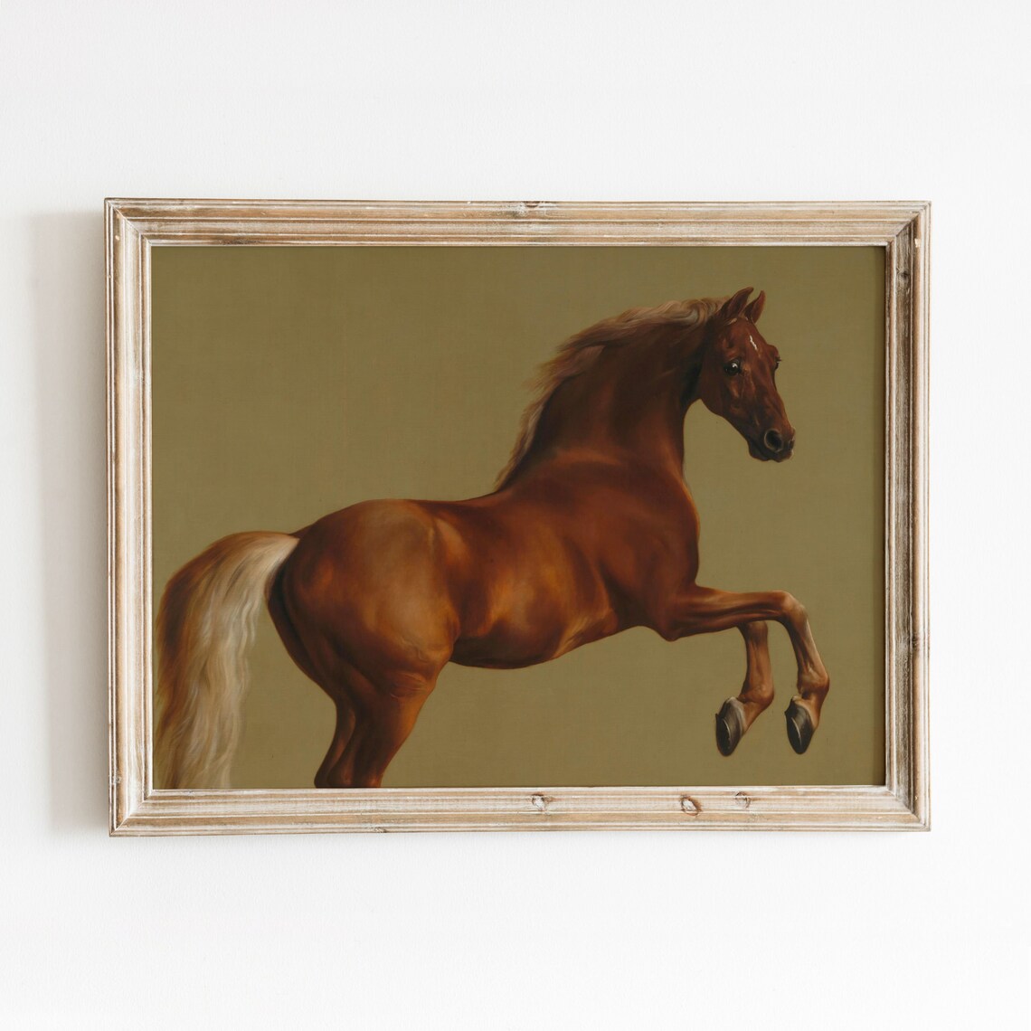 Rearing Racehorse Vintage Sorrel Horse Art Print