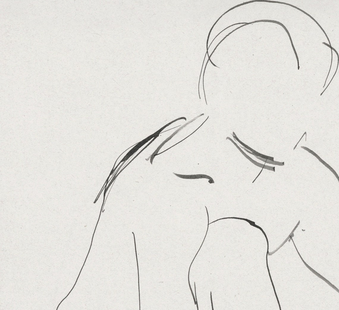 Line Sketch Figure Vintage Art Print - Image 3