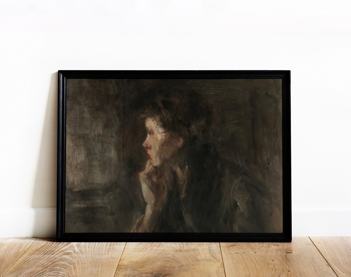 Contemplation Vintage Moody Portrait Art Print - Image 4