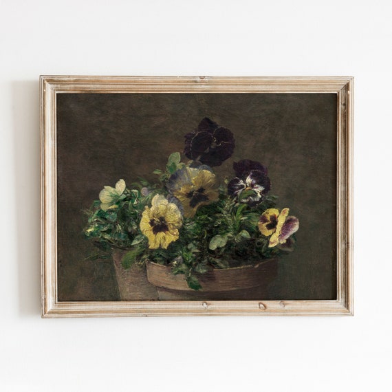 Pansies in Terracotta Vintage Botanical Art Print