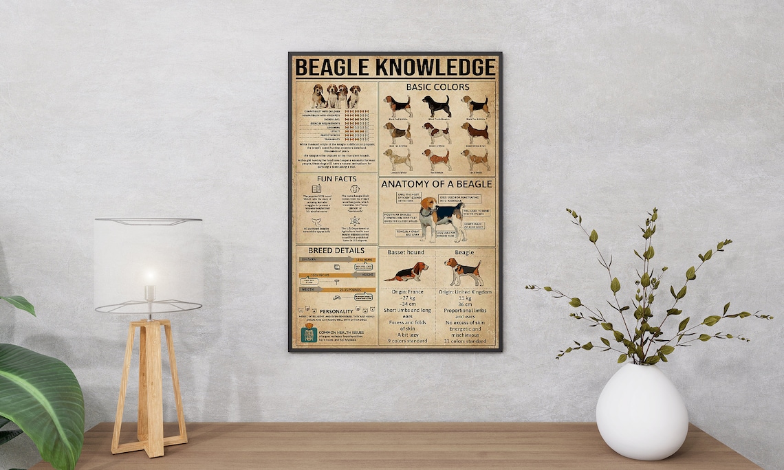 Beagle Knowledge Poster, Dog Lover Art Print - Image 2