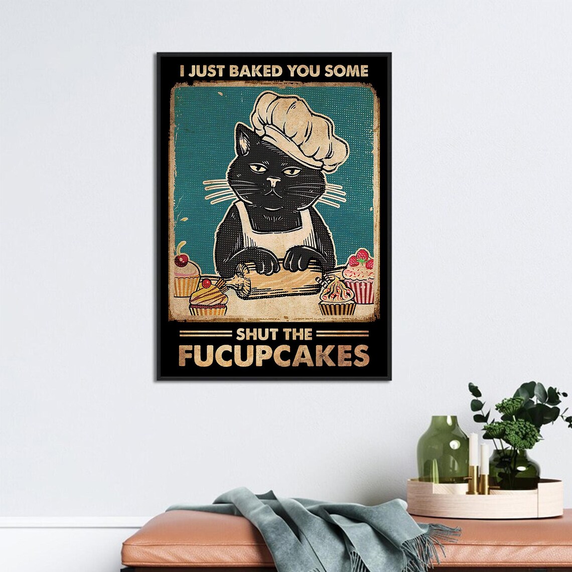 I Just Baked You Some Cat Humor, Vintage Poster - Image 2
