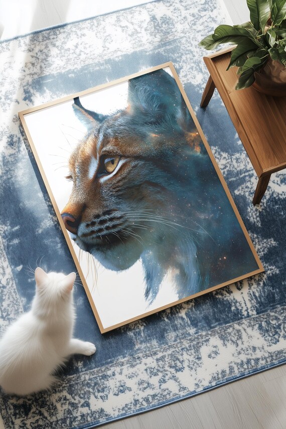 Hyperrealistic Giraffe Golden Bokeh Wildlife Portrait Art Poster