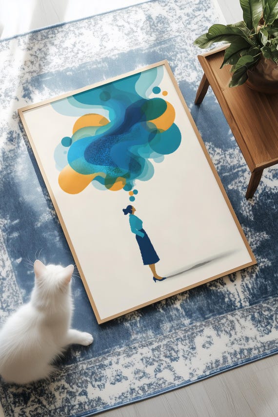 Abstract Thought Bubble Minimalist Wall Art Modern