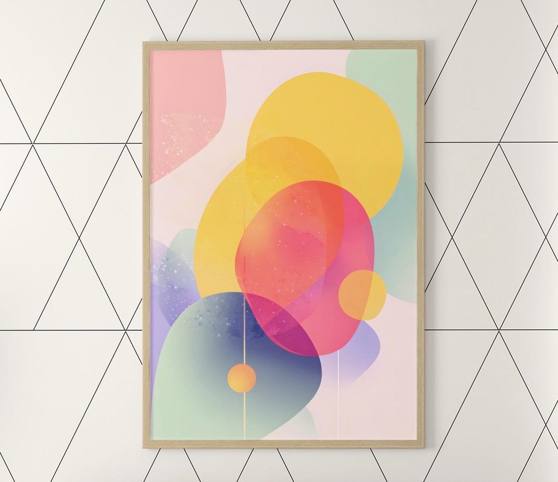 Soft Pastel Gradient Abstract Shapes Modern Minimalist Wall Art