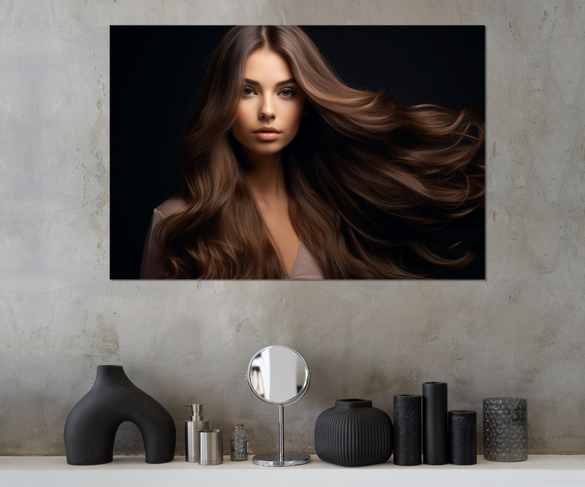 Fashion Wall Art Beauty Saloon Wall Decor Girl With Beautiful Hair Print Hairdresser Gift Framed And Ready To Hang