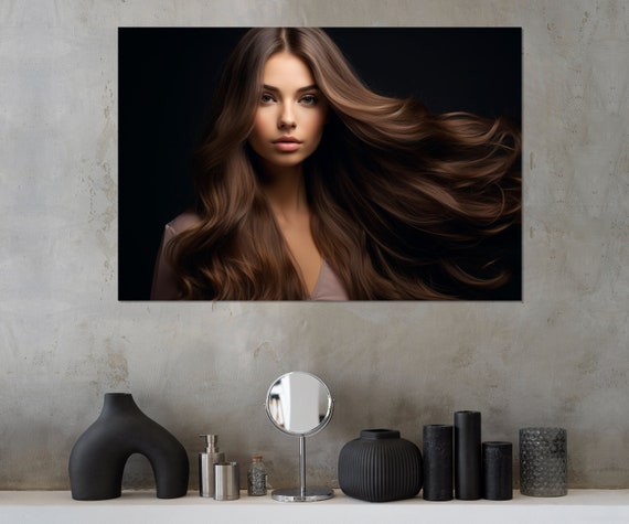 Fashion Wall Art Beauty Saloon Wall Decor Girl With Beautiful Hair Print Hairdresser Gift Framed And Ready To Hang