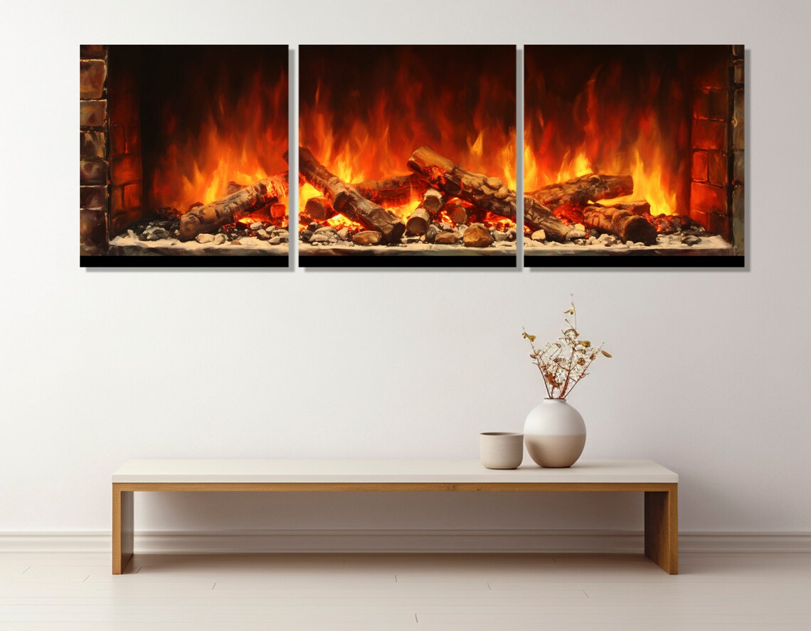 Fireplace Painting Print, Contemporary Wall Art - Image 4