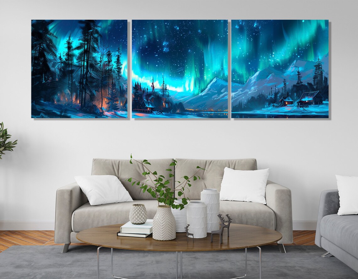 Northern Lights Aurora Borealis Landscape Art Print - Image 4