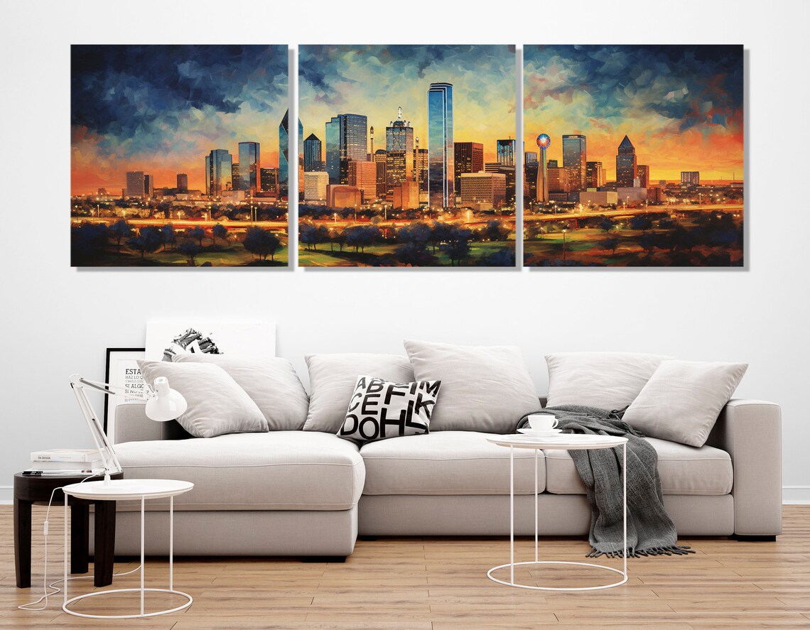 Dallas Skyline Abstract Art Print, Travel Poster - Image 4