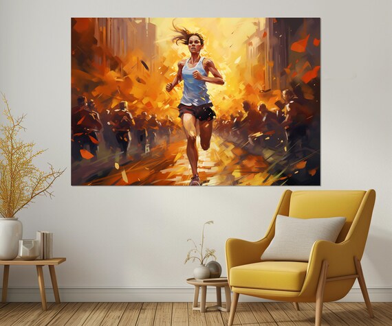 Running Abstract Wall Art Print, Motivation Poster