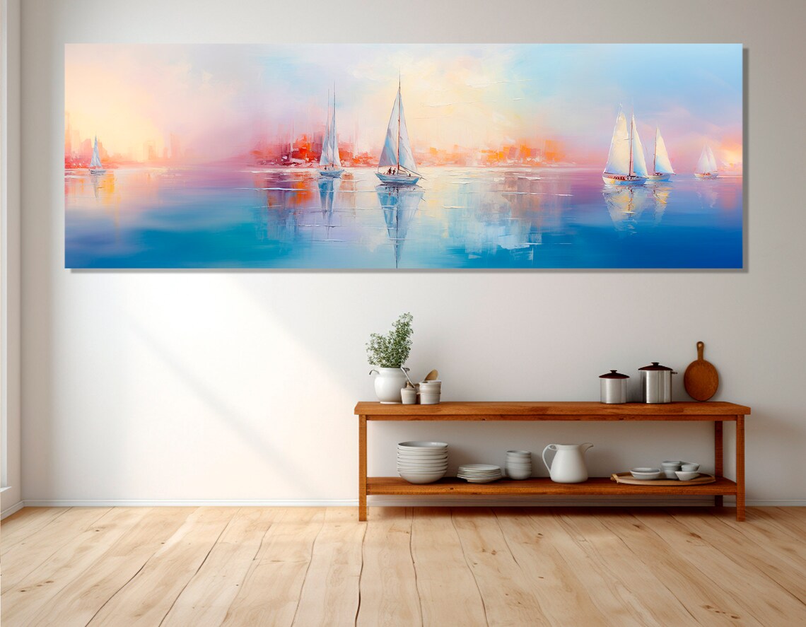 Abstract Sailboats Colorful Sailing Art Print - Image 2