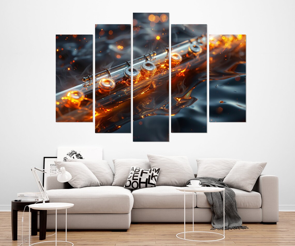 Abstract Flute Painting, Music Class Wall Art Print - Image 2