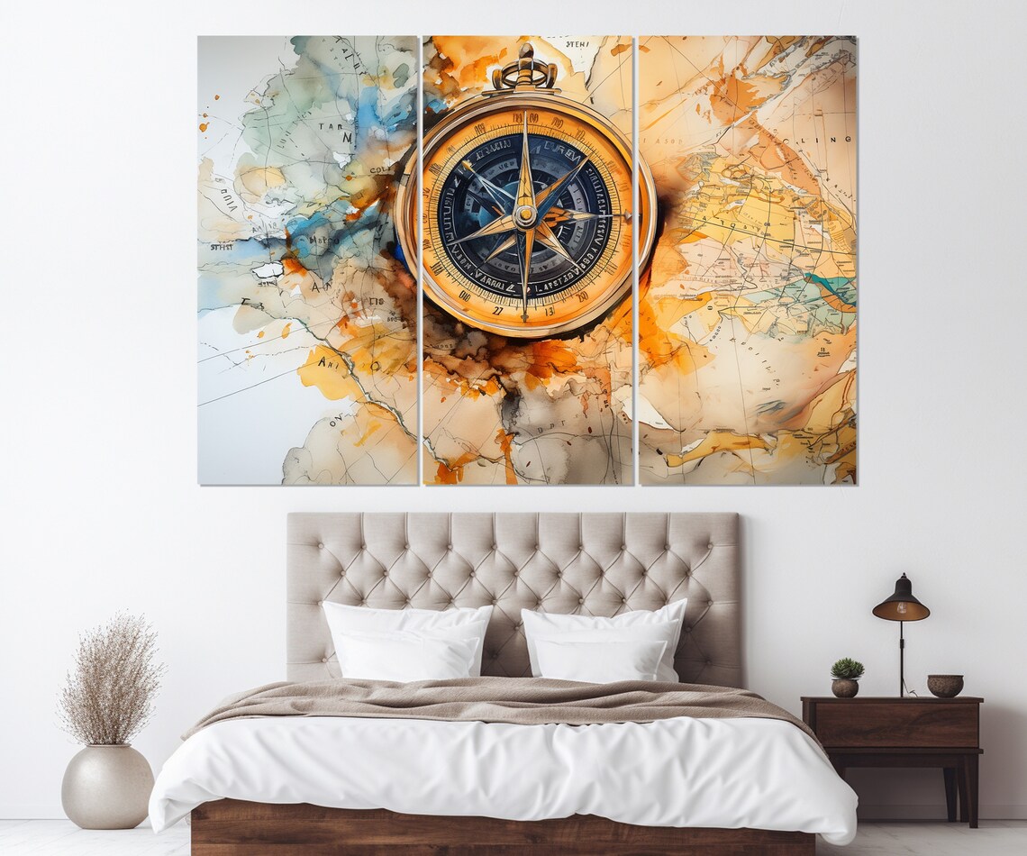 Compass Painting Print Sailor Gift Mariners Compass Print Sailing Wall Art Framed And Ready To Hang - Image 3