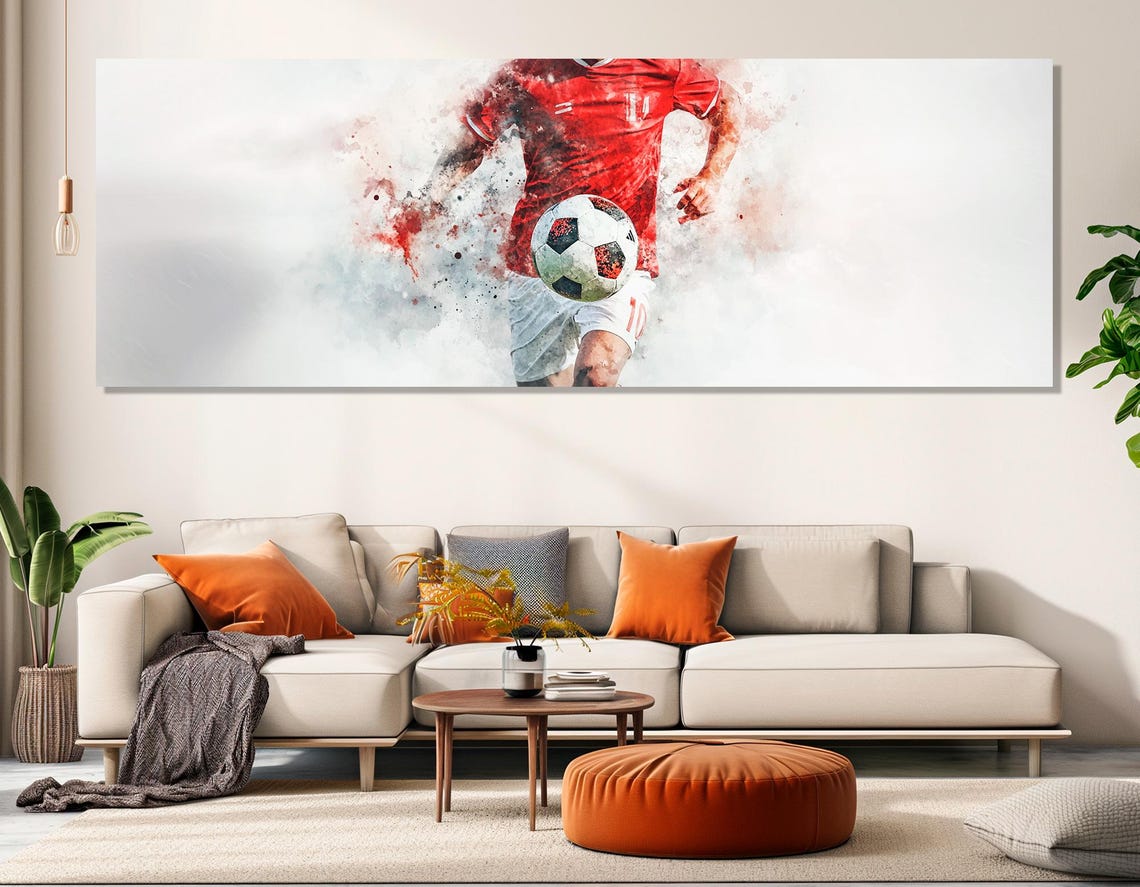 Abstract Soccer Print Soccer Watercolor Painting Soccer Fan Gift Soccer Wall Art Sports Bar Wall Decor Framed And Ready To Hang - Image 2