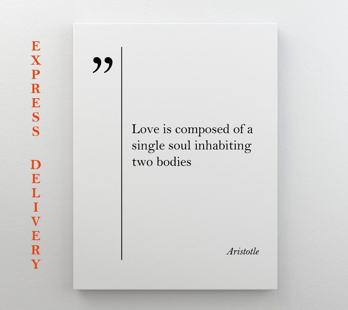 Aristotle Love Quote Print Single Soul Two Bodies Typography Art - Image 4