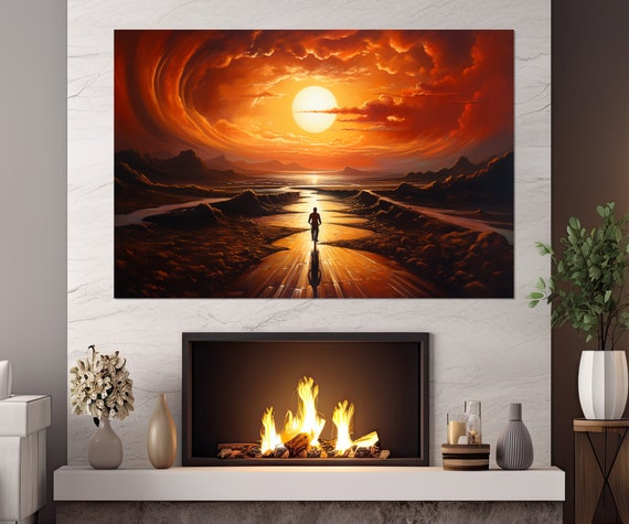 Cycling Print Cycling Wall Art Cycling On Sunset Painting Velo Sport Gift Cyclist Gift Framed And Ready To Hang