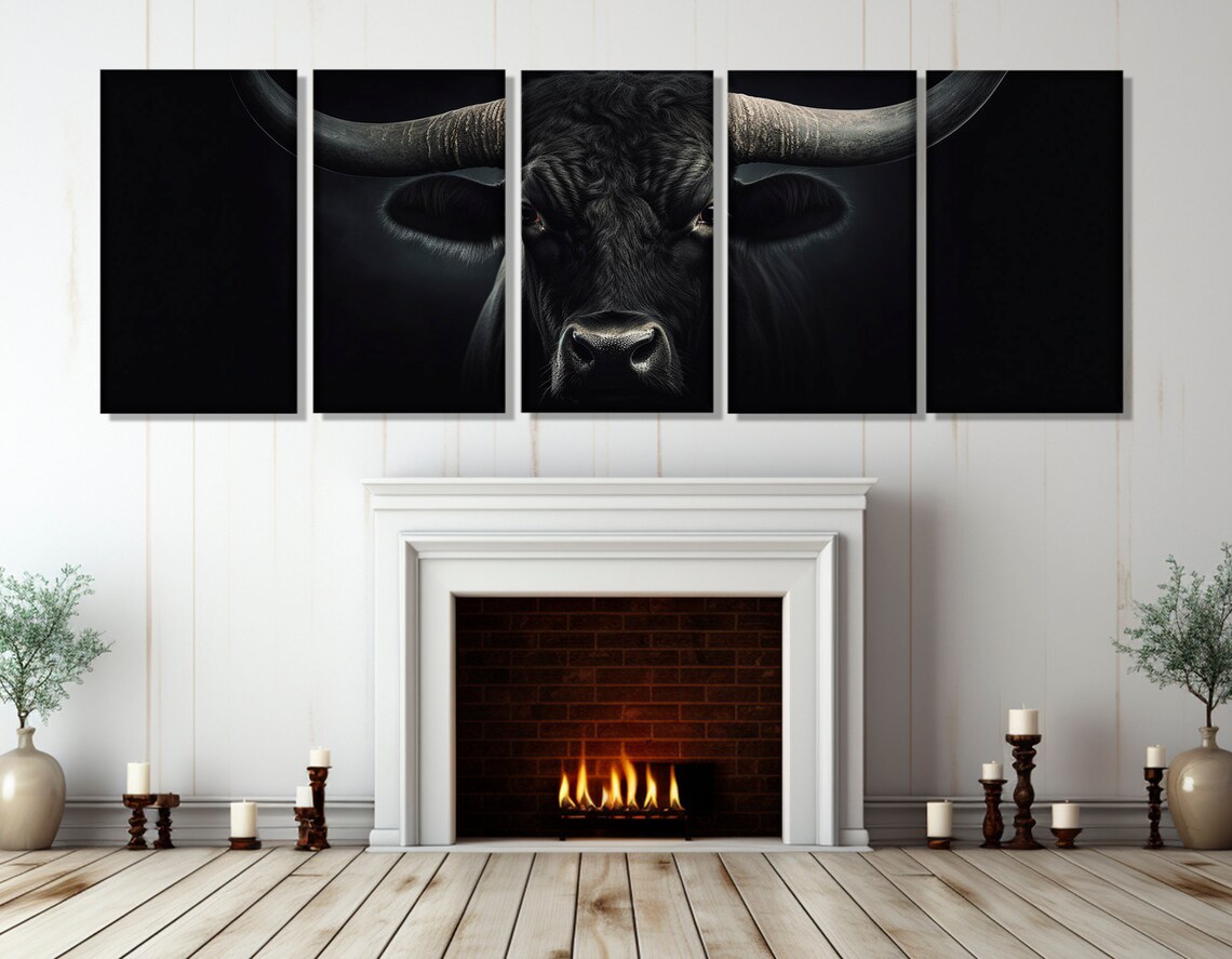 Black Texas Longhorn Art Print, Modern Farmhouse - Image 3