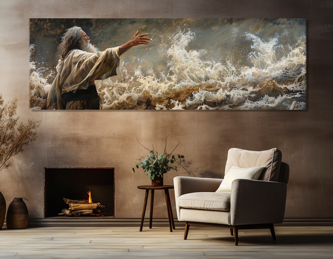 Abstract Moses and the Sea, Religious Wall Art Print
