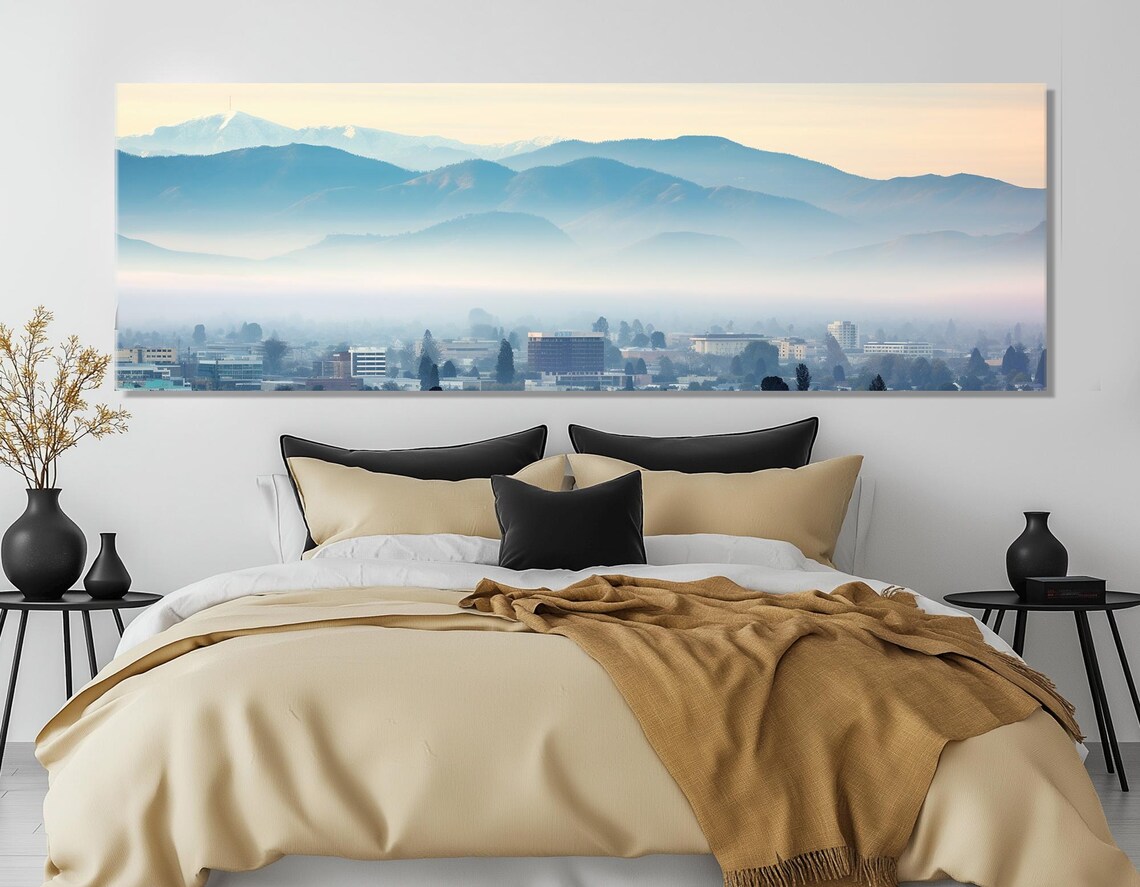 Misty San Jose Dawn With Layered Mountains Behind The City Poster