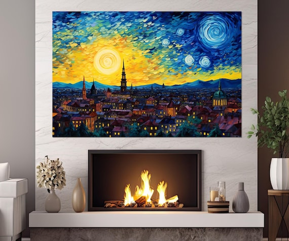 Abstract Zagreb Skyline, Van Gogh-Inspired Art Print