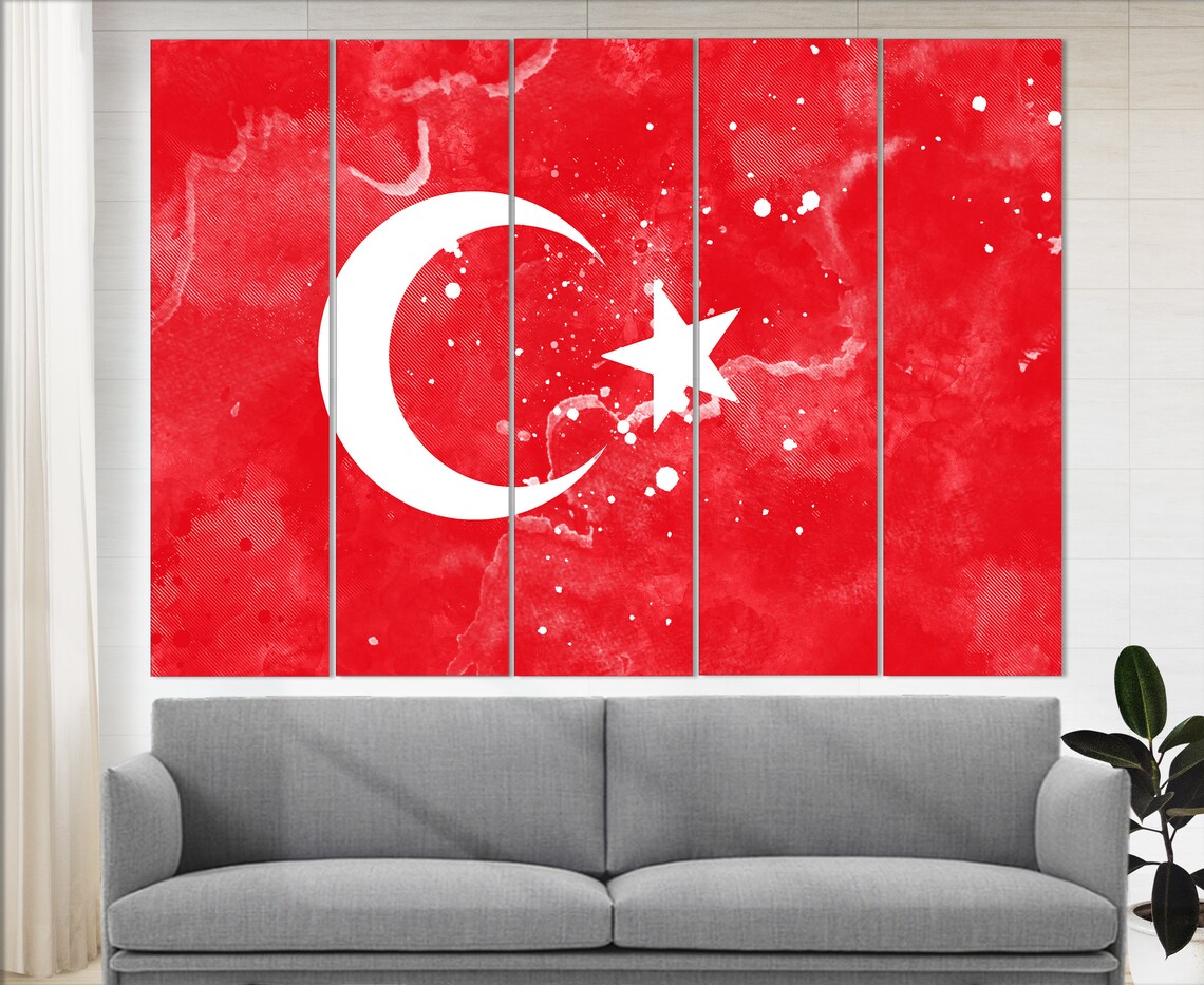 Turkey Flag Grunge Watercolor Red Crescent Moon Star Turkish Poster - Image 3
