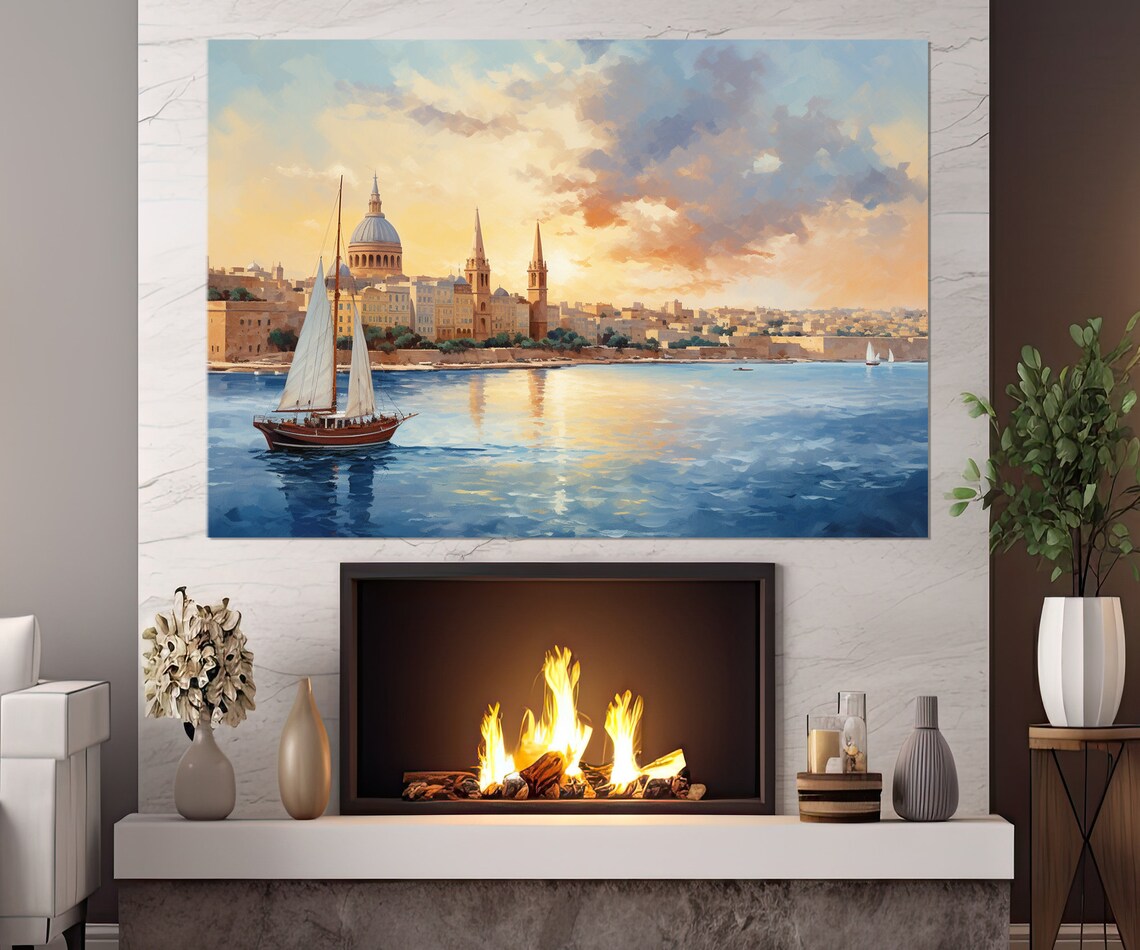 Valletta Skyline, Abstract Malta Travel Poster - Image 2