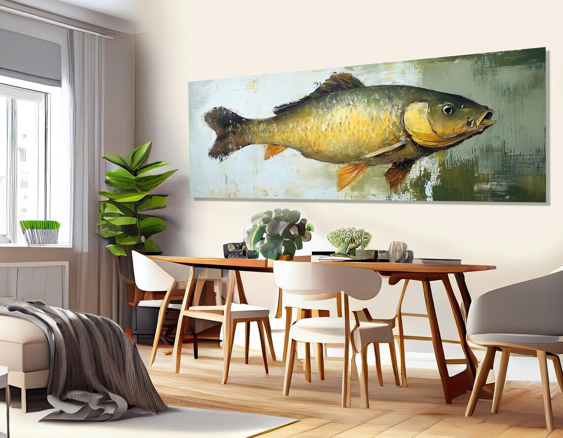 Carp Fish Painting Art Print, Fishing Wall Decor - Image 2