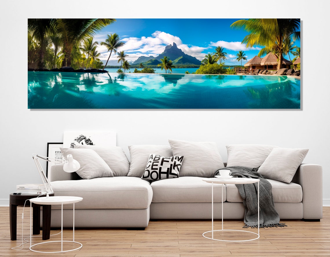 Bora Bora Infinity Pool Over Lagoon Mount Otemanu View Travel Poster - Image 2