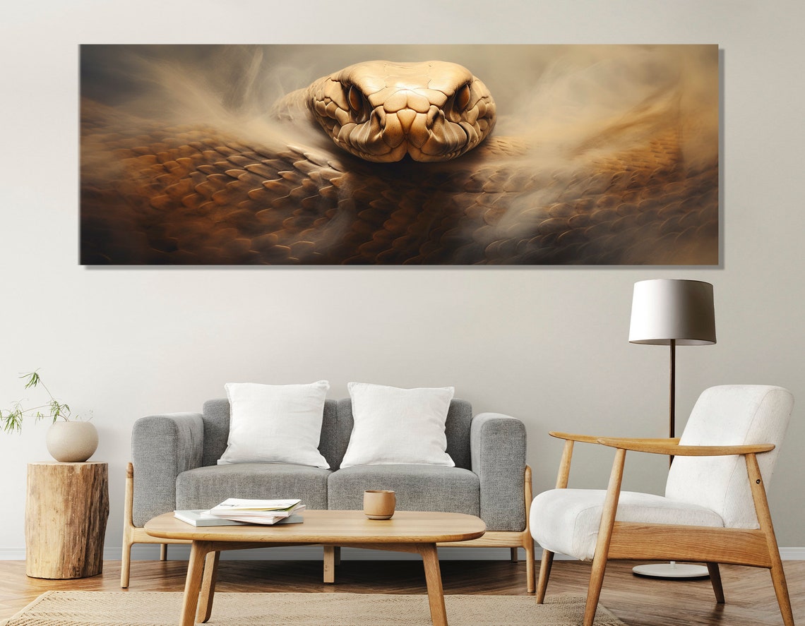 Giant Snake Close Up Scales Triptych Dramatic Reptile Wall Art Poster - Image 4