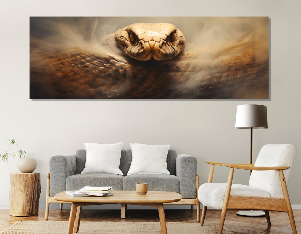 Majestic Snake Panoramic Close-Up Portrait Misty Earth Tones Poster