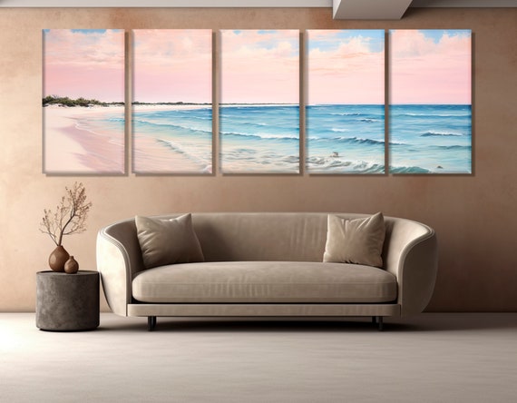 Pink Sand Beach Print Harbour Island Bahamas Wall Art Pink Beach Poster Modern Bedroom Wall Decor Framed And Ready To Hang