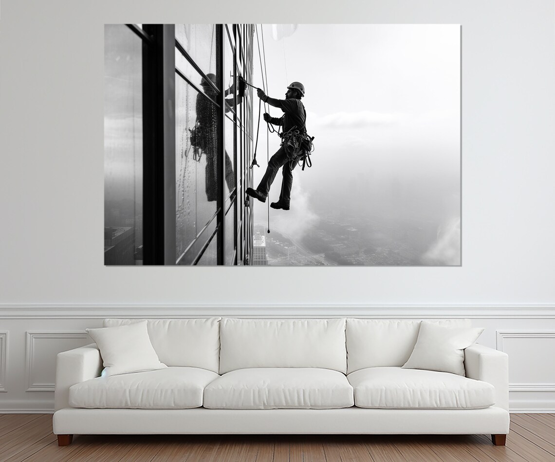 Window Washer Print Cleaning Wall Art Cleaning Company Wall Decor Window Washer Gift Framed And Ready To Hang