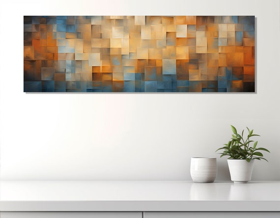 Large Mosaic Painting Print Abstract Painting Contemporary Wall Art Modern Design Mosaic Decor Framed And Ready To Hang