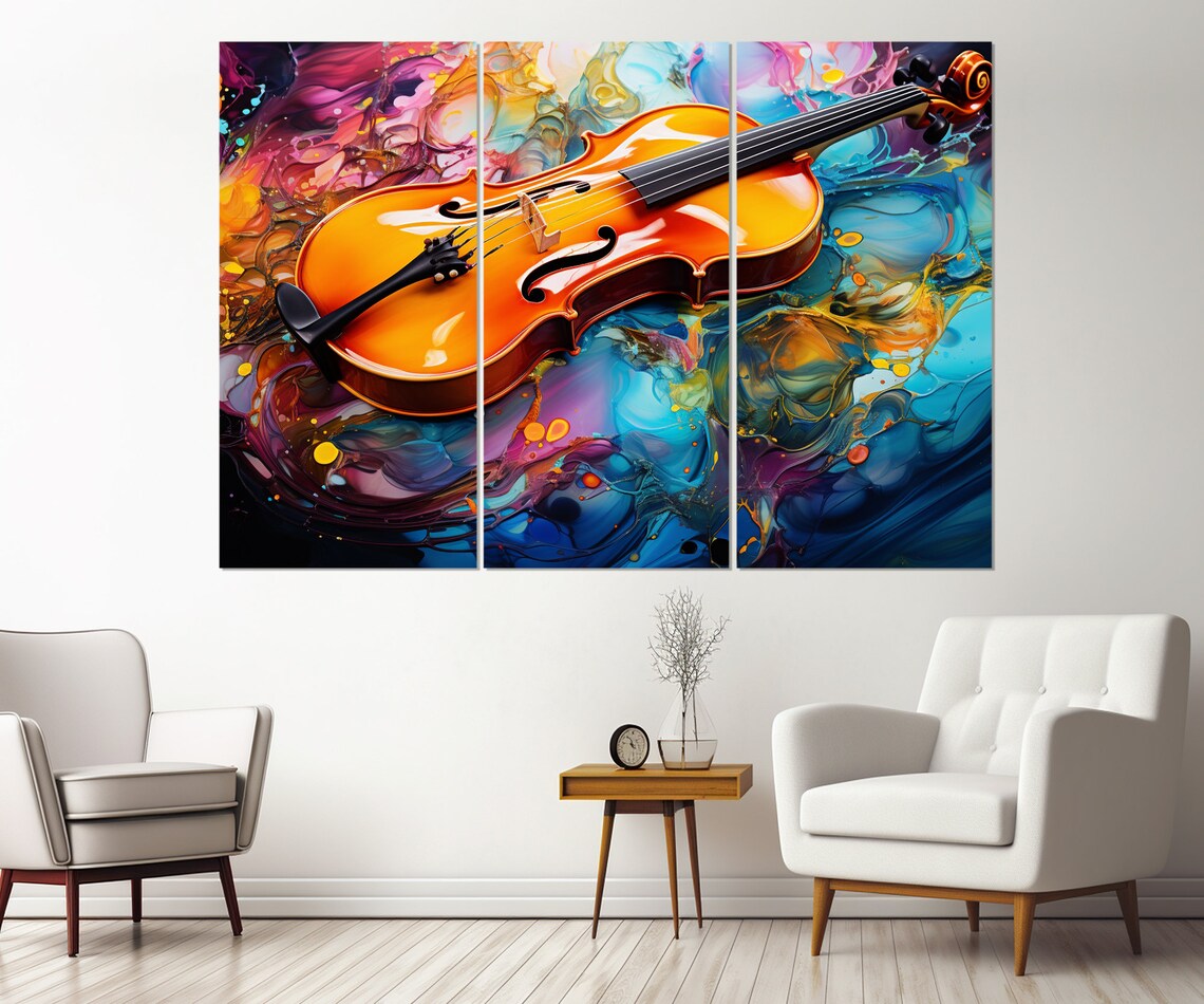 Colorful Violin Abstract Musical Art Vibrant Instrument Poster - Image 4