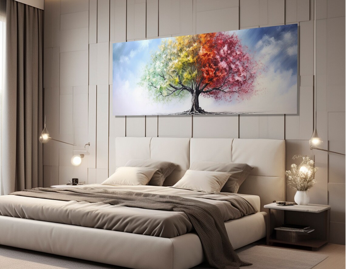 Colorful Season Tree Abstract Art Print, Four Seasons - Image 2