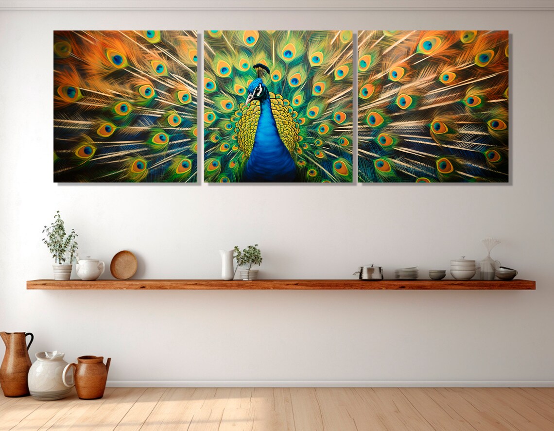 Peacock Painting Art Print, Modern Colorful Bird Decor - Image 3