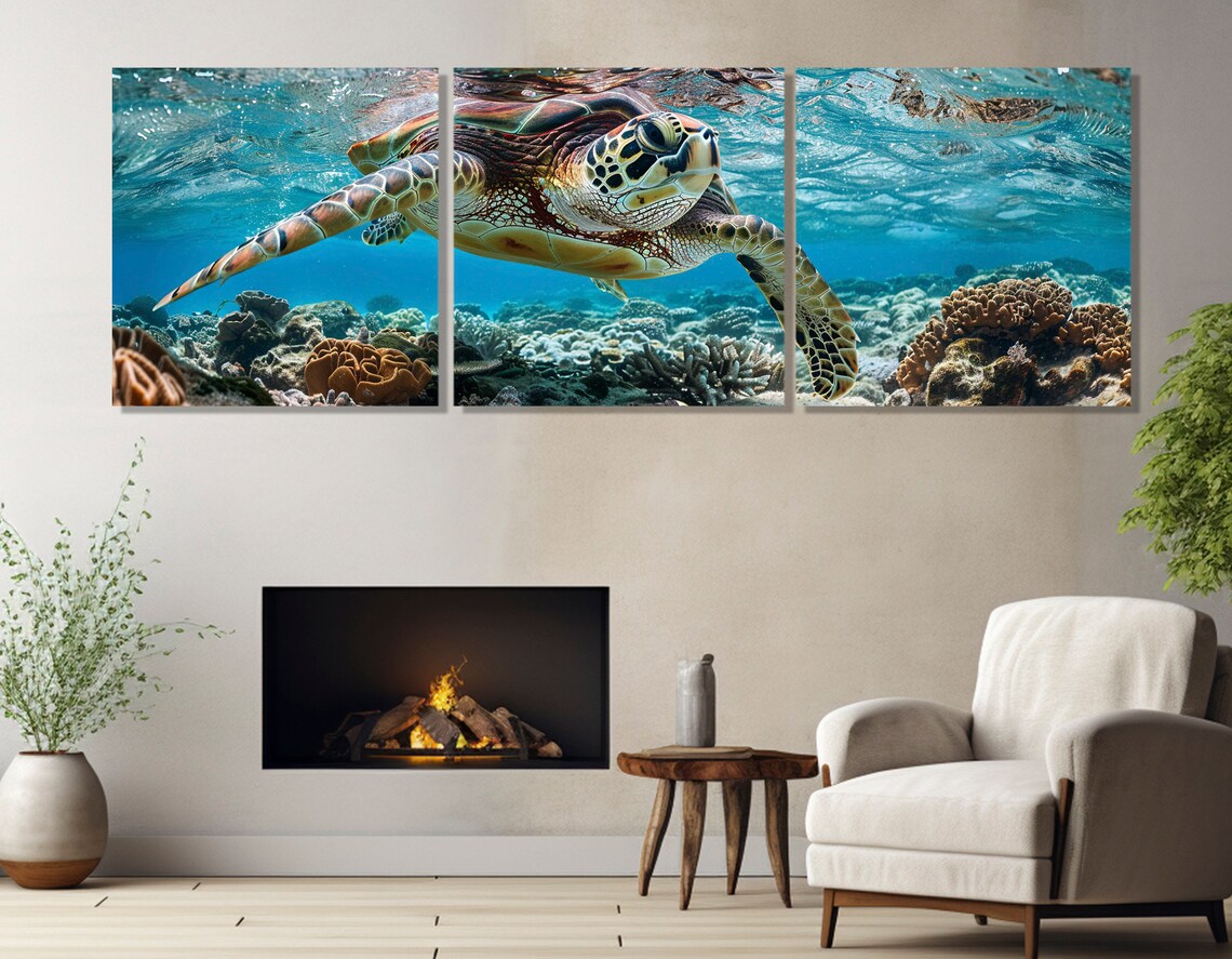 Sea Turtle Ocean Wall Art Print, Sea Life Poster - Image 4